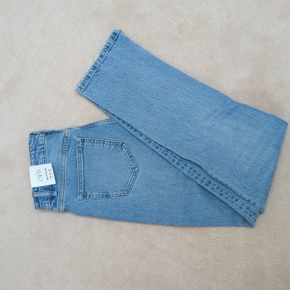 Slim jeans with side split at hem
